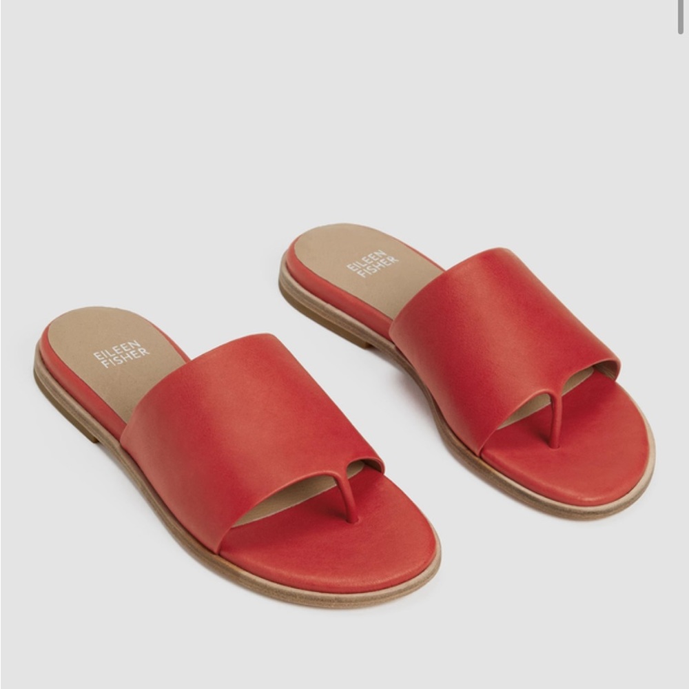 Eileen Fisher Pink Leather Slide Sandals